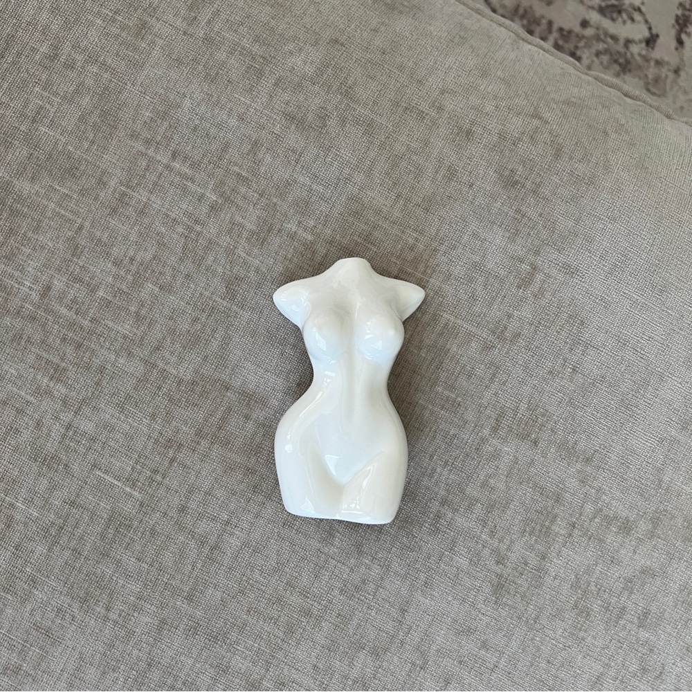 Artistic White Ceramic Female Form Sculpture